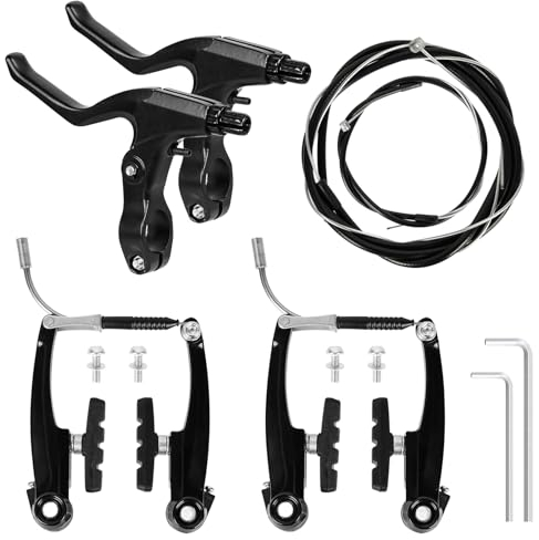 Libershine Jeu de Freins à Disque de Vélo, Kit Complet avec Leviers en Alliage d'Aluminium, Freins de Type Mountain V, Convient pour VTT, Vélo de Route et BMX