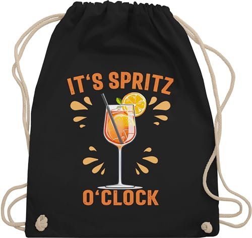 Turnbeutel Rucksack - Karneval & - Taschen - Its Spritz o Clock I Lustiges Geschenk Aperol Spritz Kostüm Fasching Aperol Geschenkidee - Unisize - Schwarz - karnevalsbeutel faschings aparol beutel