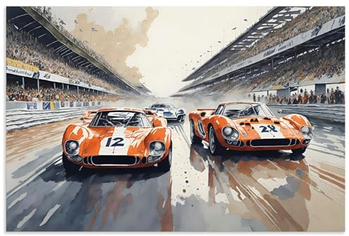 ARTland Wanddeko Wandbild Alu Verbundplatte für Innen & Outdoor Bild 90x60 cm Auto Sportwagen Rennwagen Sport 24 Stunden Rennen Le Mans U5CY