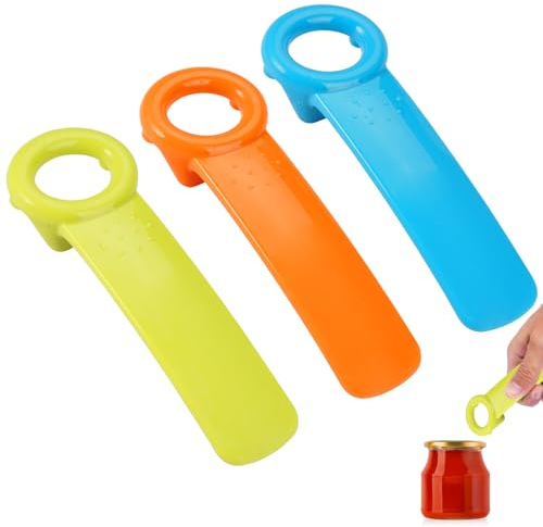 3 Stück Glasöffner Schraubdeckelöffner, Deckelöffner für Schraubgläser, Deckelöffner für Gläser, Mühelos Glasdeckelöffner für Senioren Menschen Kinder Frauen Schwache Hände (Blau, Orange, Grün)