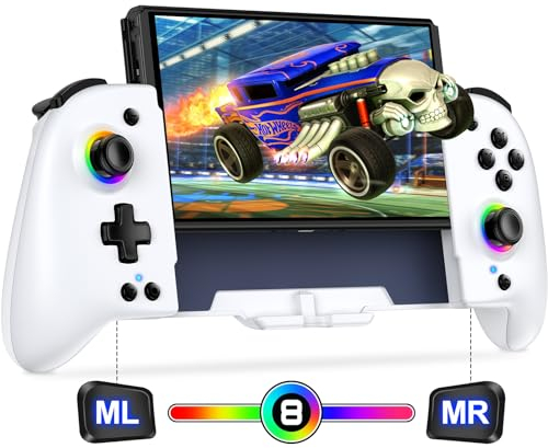 Elegamefy Switch Controller für Nintendo Switch/OLED, Bluetooth Controller für Handheld-Modus mit 1000mAh, Programmierbare, 6-Achsen-Gyro, Vibration, Turbo Großer Griff Switch pro Controller