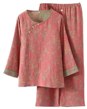 OWLONLINE Ensemble de Pyjama en Tissage Jacquard pour Femmes, Costume de Pyjama Kimono Japonais Hanfu