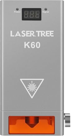 LASER TREE 60W Lasermodul mit optischer Leistung, K60 Laserkopf mit luftunterstütztem TTL Blaulichtmodul, 12 Strahl-komprimierter Laserschneidmodulkopf für Lasergravur und schneidemaschine, 24 V
