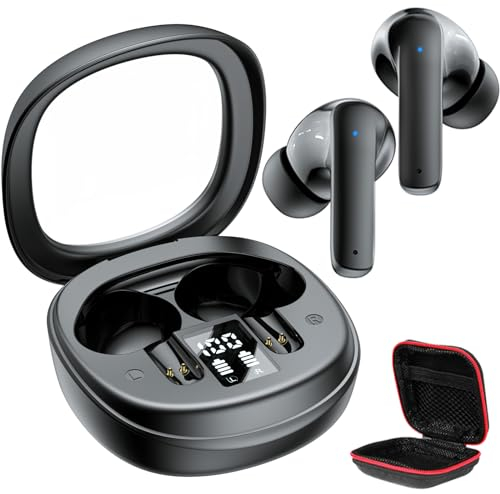 Auriculares inalámbricos para iPhone 15 Pro Max 14 13 píxeles 8a 8 7a, auriculares in-ear inalámbricos Bluetooth 5.3 con indicador LED 50 horas USB C auriculares con micrófono ENC para Samsung A15 A25