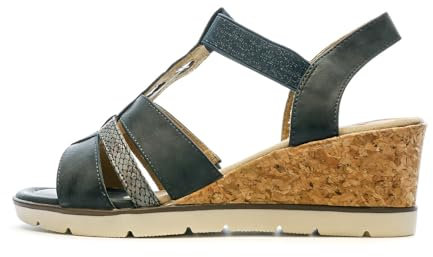 Relife Jinkat Damen-Sandalen, Keilabsatz, Blau, blau, 40 EU