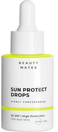 Sun Protect Drops (30ml) – Leichtes Sonnenschutz-Serum mit LSF 50 – leichte Textur & nicht fettend – Wasserfest – vermeidet Pickel - mit Panthenol, Hyaluronsäure, Vitamin E – vegan - by Beauty Mates