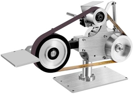 KANBCNG 550W Elektrischer Mini-Bandschleifer Mini Bandschleifer Bandschleifmaschine mit Motorantrieb mit Flacher Schleifrahmen und Schutzblende Elektrische Bandschleifer für die Metallverarbeitung