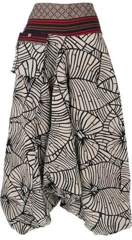 GURU-SHOP, Pantalón de Harén Estampado, Pluderhose con Cintura Ancha Tejida, Rojo, Sintético, Tamaño:38, Pantalones Pluderhosen y Aladin