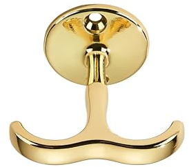 khtumeware Zinc Mounted Polished Brass Ceiling Hooks, Under-Shelf Towel/Robe Clothes Hook Heavy Duty Coat Hook Hanger for Bathroom Kitchen Cabinet Garage, 4 Pack
