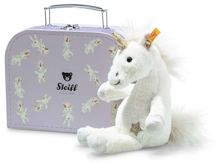 Steiff Kuscheltier Unica-Schlenker-Einhorn im Koffer, Süßes Stofftier, Kinder, Jungen & Mädchen, Friends, Plüschtier 20 cm, Weiß, 708015