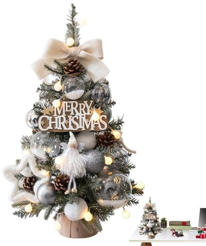Árbol de Navidad con Luces, Árbol de Navidad de Mesa | Árboles de Mesa pequeños de 18 Pulgadas con Luces - Decoración navideña Feliz, centros de Mesa, decoración de árbol de Navidad iluminada para el