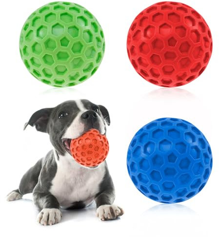 4stk Hundeball 6,5 * 6,5cm Interaktives Hundespielzeug Hohe Elastizität mit Integrierter Pfeife Wabenball Zahnknirschenden Kaubeständigen Hundespielzeugball
