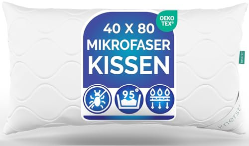 KNERST® Kissen 40 x 80 2er Set – Komfortables Schlafkissen, Sofakissen oder Zierkissen – Zwei Kopfkissen 80x40 cm für Allergiker geeignet – Waschbar bei 95°C für maximale Hygiene - Dekokissen