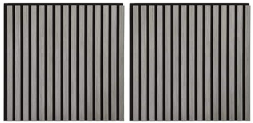 vidaXL Acoustic Panels - Sound-Absorbing Wall Slats - Oak Veneer - 60.5x60 cm - Reduce Noise - Silver Grey Engineered Wood - Music Studio - Recording Room - Easy Install
