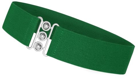 VONMELLI Stretchgürtel Damen Breit Elastischer Gürtel Vintage Taillengürtel Damen für Kleid Retro Cinch Gürtel 5cm Breit Grün Passend für Taillenumfang 81-90cm