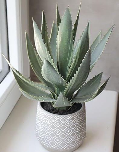 artplants.de Kunst Agave Americana Hedi im Terracotta Topf, grün, 35cm - Deko Agave