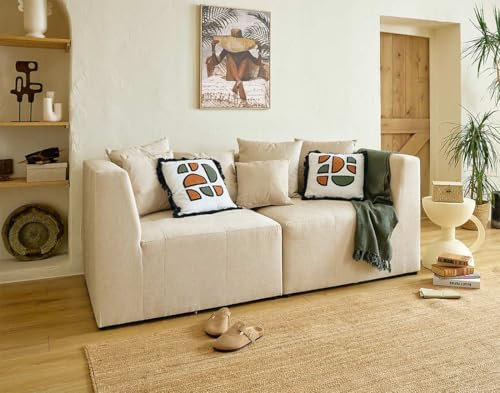 Lisa Design Amalfi - 2-Sitzer modulares Sofa - aus Stoff Beige