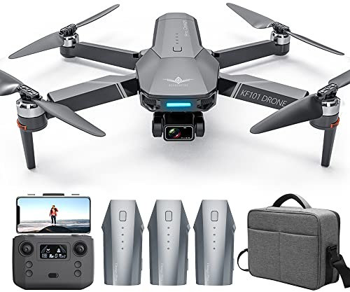 Teeggi KF101 MAXS Drone con Telecamera 4K HD per Adulti, 5km Distanza Controllo, 3-Assi Gimbal, GPS Ritorno Intelligente, Professionale Quadricottero RC Droni, 3 Batterie