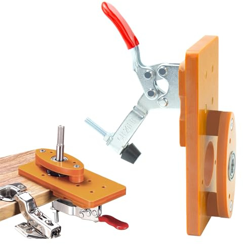 35 mm Bohrschablone für Scharniere, Präzisions-Bohrlehre für Unterputz-Scharniere, Verstellbare Aluminium-Bohrvorrichtung mit Wolframstahl-Komponenten, Schnellspannsystem und Zubehörset für Möbelmonta