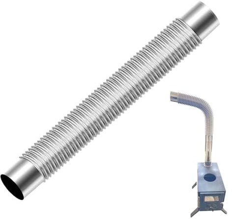 Conduit de Cheminée en Acier Inoxydable, Ø 60 mm Tuyau de Cheminée Flexible Résistant à la Chaleur Coude de Tuyau de Poêle, Tuyau d'extension pour Poêle à Bois Camping
