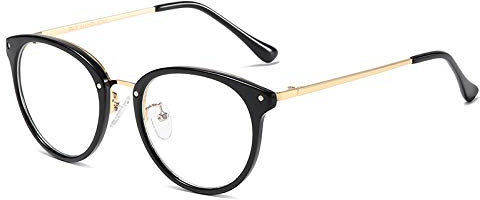 KUKU VISION Blaulichtfilter Brille für Damen UV400-Schutz,Blendschutzbrille ohne Rezept,Blue Light Filter Brille Computer brille (Schwarz-Schwarz)