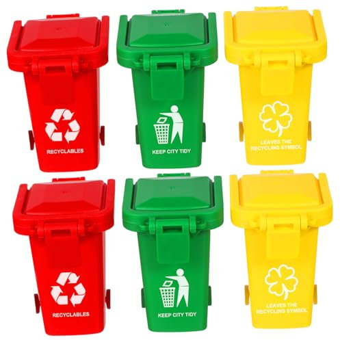 CLISPEED 6piezas Papelera De Juguete para Niño Niña Clasificación De Basura Brillantes Interactivo para Aprendizaje y Limpieza para Decoración y Camiones De Basura