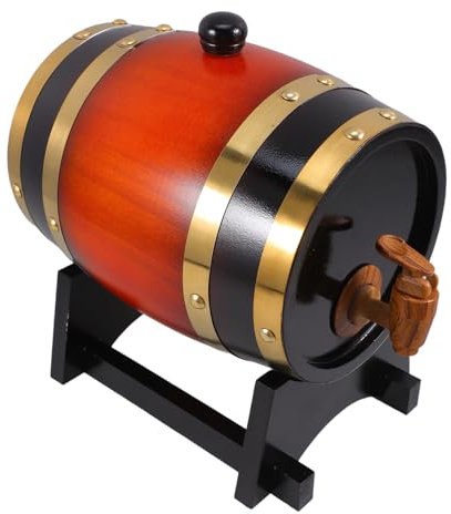 SOLUSTRE Wooden Wine Barrel Small Tabletop Decorative Barrels Tap for Beer Whiskey