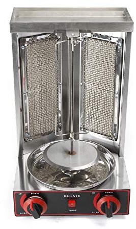 Rotisserie-Grill, Gasgrill für den Nahen Osten, Vertikaler Rotisserie-Grill, 2 Grillgeräte, Geeignet zum Grillen von Hähnchen, Truthahn, Tacos und Shawarma-Fleisch.