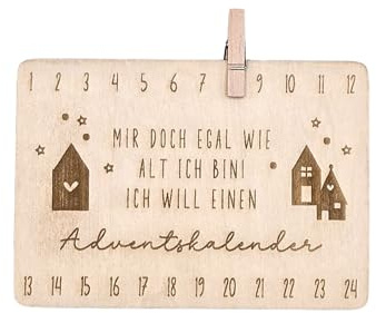 Holz Adventskalender Karte – Weihnachtsdeko im Scandi Look – DIY Adventskalender mit Klammer