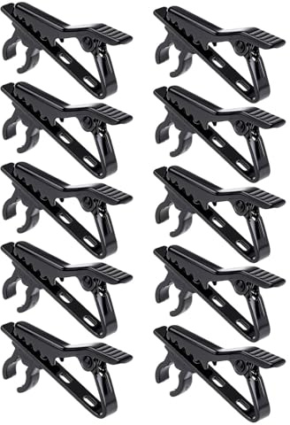 10 Stücke Mini Lavalier Mikrofon Clips aus Metall, mikrofonklemmenhalterungen,Revers-Kragen-Clip und Halter für 6 mm Kabel, mic clips for stands set,für Interviews, Meetings, Vorträge und Livestreams
