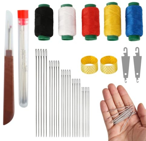 LONGERSIZHAN 41Kit Cucito Casa, Aghi Acciaio e Filo, per Riparazione e DIY | Kit cucito con aghi in acciaio, filo, infila-ago e ditali. Ideale per riparazioni manuali e fai da te.