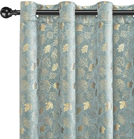CYCMACO Gardinen Samt 2er Set, 140x145cm, Thermovorhang Hitzeschutz Mit Ösen, Fenster Verdunkelung, Thermovorhang Gegen Kälte, Schallschutz Vorhang, Für Wohnzimmer Schlafzimmer, Grau Grün
