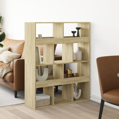 HGKMBRY Pflegeleichter Bücherregal Raumteiler aus Holzwerkstoff mit Stauraum, Klassischer Raumteiler mit elegantem Design als Raumtrenner und dekoratives Regal, Regal mit 10 Fächern