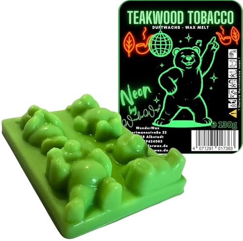 WonderWax Neon Duftriegel 6 x Duftwachs Bären Wachsmelt Duftwachs Raumduft für Duftlampen Soja Wachs Melts Duftmelt Aroma Wellnes Kerzen Wärmer Wax Tarts Teakwood Tobacco
