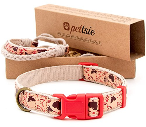 Pettsie Matching Dog Collar & Owner Friendship Bracelet, Red | Adjustable for Small & Medium Dogs, Durable & Soft Hemp, Strong D-Ring, Stylish Box
