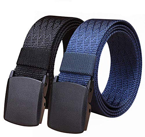 Fairwin Gürtel Herren, 2er Gürtel Ohne Löcher Nylon Herren-Gürtel, Automatik Gürtel Herren, Verstellbare Gurtband Outdoor Schnalle Gürtels Sportarten Gürtel in Geschenkbox