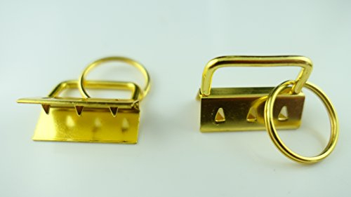 Marwotec Verbindungselemente 25 STK. Schlüsselband Rohlinge Vermessingt Klemmschließeanhänger mit Schlüsselring für ca. 20 mm breites Gurtband