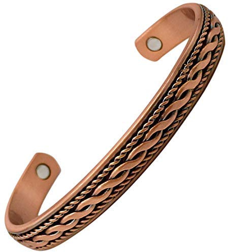 Helena Rose Pure Copper Magnetic Bangle for Men and Women - Traditional Classic Twisted Rope Design Bracelet with Magnets - with Jewellery Gift Box