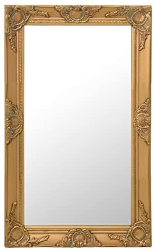 vidaXL Wandspiegel im Barock-Stil Antik mit Montagehaken Hängespiegel Dekospiegel Badspiegel Spiegel Flurspiegel Garderobe 50x80cm Golden