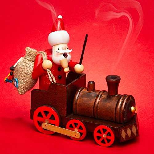 SIKORA RM-A01-LOK Holz Räuchermännchen Weihnachtsmann in der Lokomotive