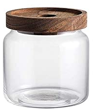 Glass Food Storage Jar 25oz/8.5ml Clear Glass Canister with Airtight Seal Acacia Wood Lids Kitchen Food Storage Container for Coffee Bean Loose Tea Spice Bottle Sugar Cookies Nuts Snack Candy Jar