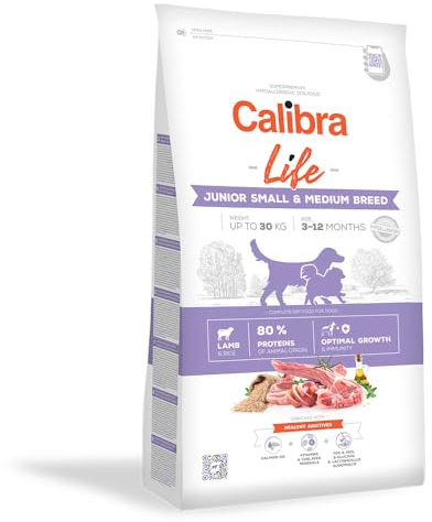 CALIBRA Dog Life JUNIOR SMALL&MEDIUM Breed Cordero 12KG