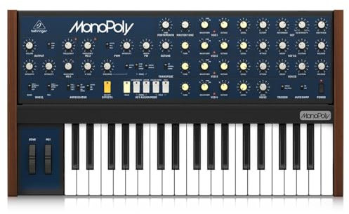 Behringer MONOPOLY Analoger 4-stimmiger polyphoner Synthesizer mit 37 Tasten in voller Größe, 4 VCOs, VCF, 2 LFOs, 2 Hüllkurven, Sync- und Cross-Modulation und Arpeggiator