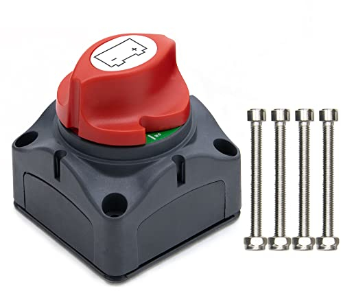 Slidefix Batterie Trennschalter Batterietrennschalter 12V - 48V. Hauptschalter für Auto RV Marine Boot Wohnmobil Motorrad, Kurzschlussschutz. KFZ Stromschalter mit On-Off-Schalter.