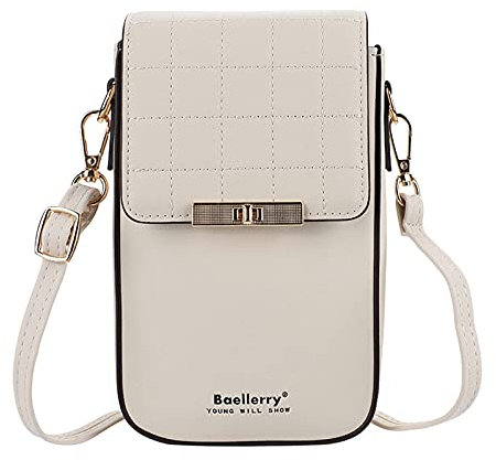 FANDARE Women Shoulder Bag Crossbody Phone Bag Card Wallet Ladies Portable Cell Phone Clutch Bag Lightweight Purse for Girl Shopping Party School Travel Commute Pack White