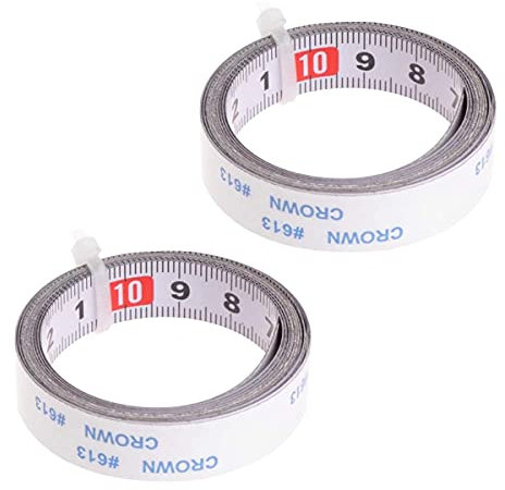 2 Pcs Self Adhesive Measure Tape Left to Right Stainless Steel Miter Track Tape Measure for T-Track Router Table Saw Woodworking Tool