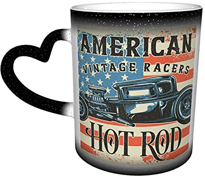 Oaieltj Wärmewechsel-Tasse, American of Hot Rod Raster Kopie Antik Auto Auto Personalisiert wärmeempfindliche Kaffeetasse Milch Tee Tasse Magic Kaffeetassen Cut Tassen