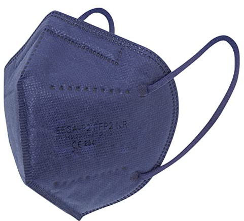 T-Tex Srl Arya HC - Masques FFP2 - Lot de 50 masques - Emballés individuellement - Produit certifié - Fabriqué en UE (Bleu)