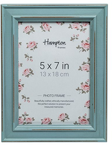 Hampton Frames PALOMA Picture Photo Frame | 5x7 (13x18cm), Light Blue, Engineered Wood, Rectangular | Glass Aperture, Freestanding or Wall Mount | Shabby Chic Home Décor