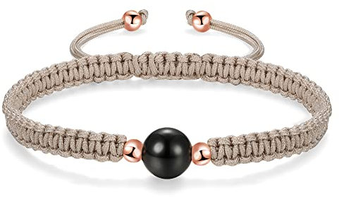 JENDEAR SHINE Pulsera Trenzada de ágata, Pulsera de Cuerda Hecha a Mano Ajustable Para Damas y Niñas, Regalos de Cumpleaños de Pareja de Amistad, Piedra Curativa de Energía Yoga Rojo Negro